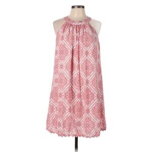 Soieblu Dress  women’s Large 10 lined red white print halter button lace retro